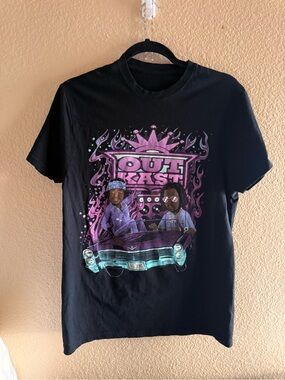 OutKast Graphic Tee - Black with Purple & Teal Artwork